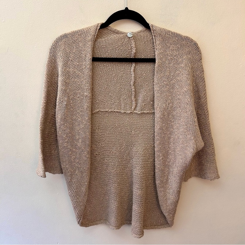 Margaret O’Leary linen blend open front knit cardigan size 2